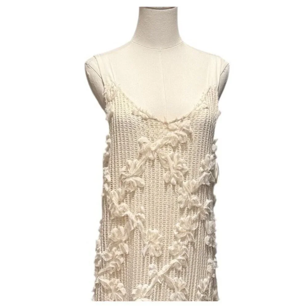 NWT En Saison Reese Floral Appliqué Crochet Ivory Maxi Dress Womens Large - Picture 6 of 14